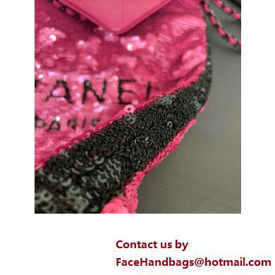 CHANEL Sequins  &  Black Metal FUCHSIA  &  Black Shopping Bag AS4856 2024